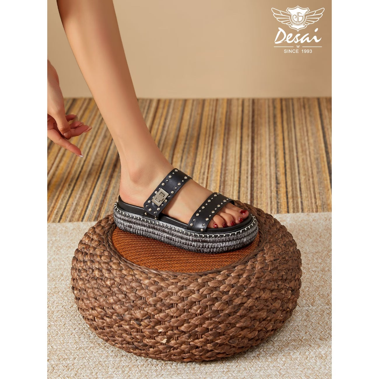 Women’s Buckle Studded Flat Sandals – Vintage Open-Toe Ankle-Strap Shoes