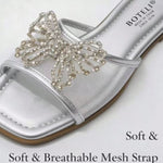Women’s Rhinestone Butterfly Slide Sandals – Square-Toe Flat Summer Shoes