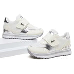 Women's Wedge Platform Sneakers – Patch Strap, Breathable Mesh, Height-Increasing