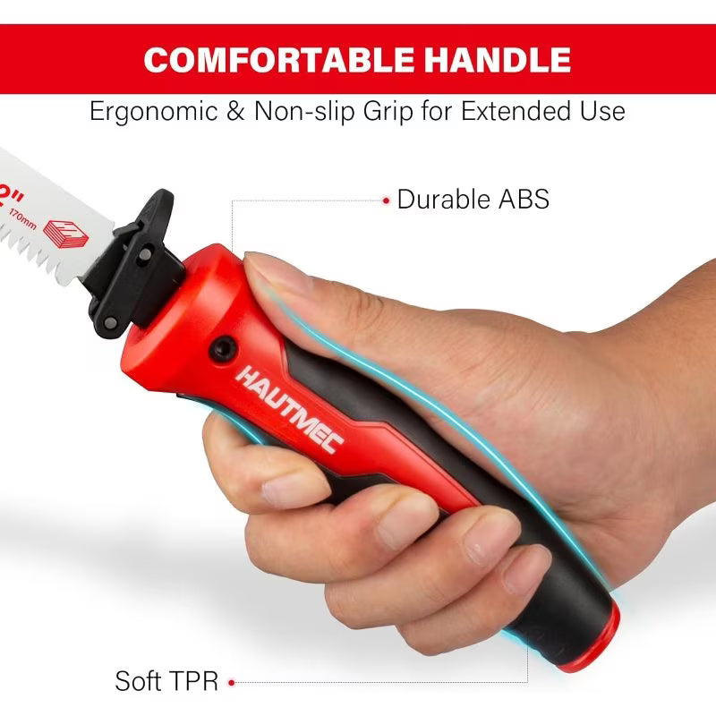 HAUTMEC 10-in-1 Multi-Blade Hand Saw - Default, Quick-Release Change Mechanism, Pro HSS/Bi-Metal Blades, Compact Jap Saw, Versatile Hand Saw for Wood, Metal, Plastic & Drywall