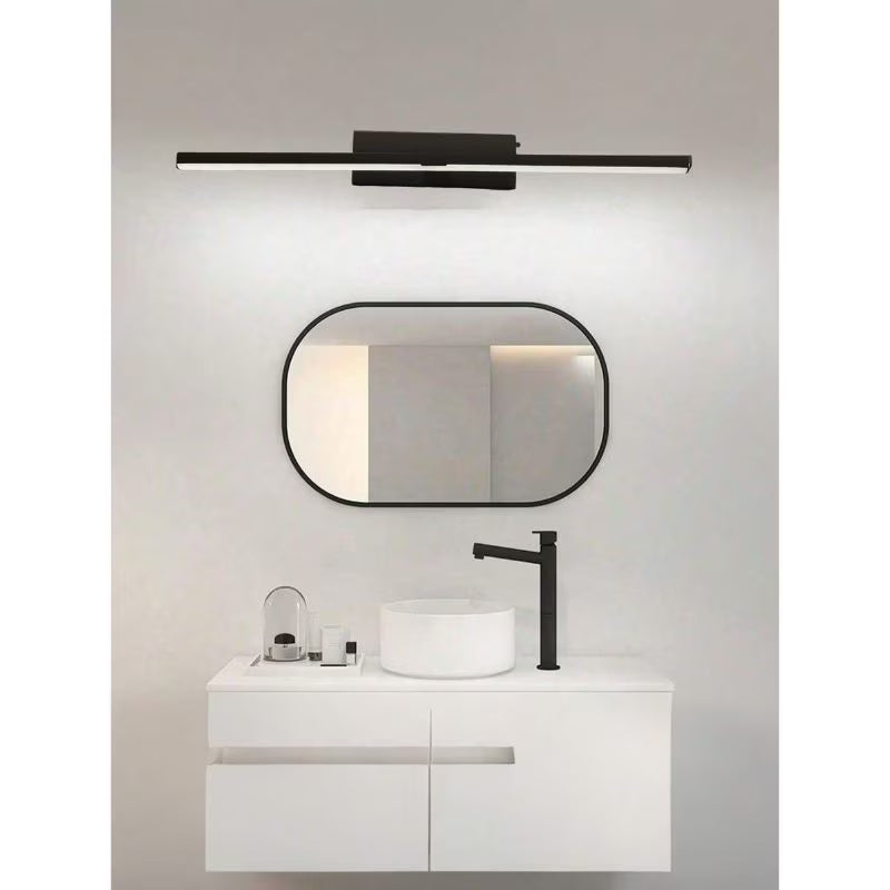 Rechargeable Mirror Wall Lights - Black, 2pcs 40cm Modern Wall Lamps with Remote Control, Wireless USB Powered LED Lighting, Luxury Home Decor for Bathroom, Living Room, Hallway, Dining Room & Cabinet