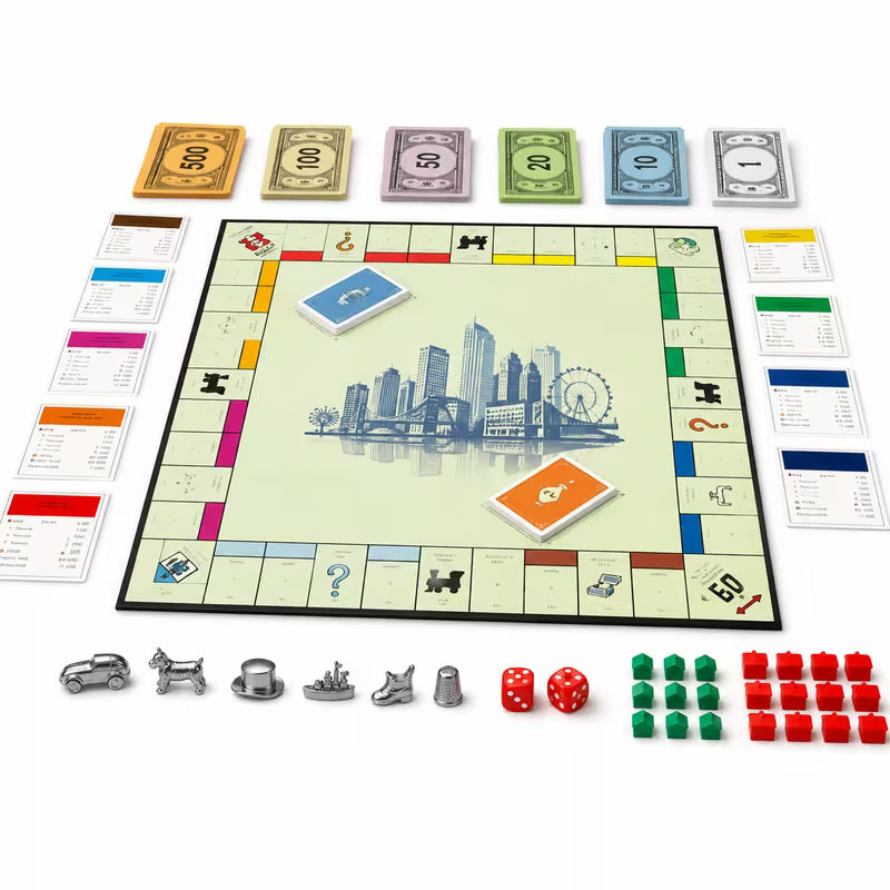 Classic Property Trading Board Game - Multicolor Family Strategy Game for 2–6 Players, Play Money, Dice, Cards & Tokens, Fun Game Night Activity for Ages 8+ to Adults