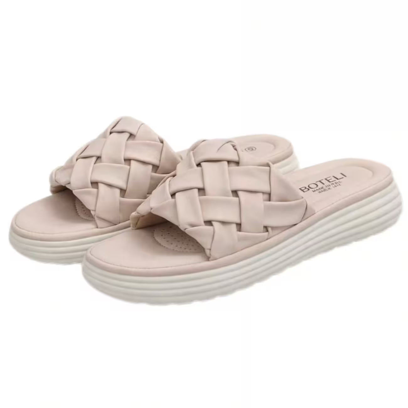 Women’s Braided Basketweave Platform Slides – Open-Toe Wedge Sandals with Cushioned Insole