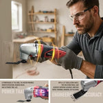 iBELL MT32-28 Multi-Functional Oscillating Tool (Red) – 280W Motor, 10,000-21,000 SPM 6-Speed Control & Complete Accessories Kit