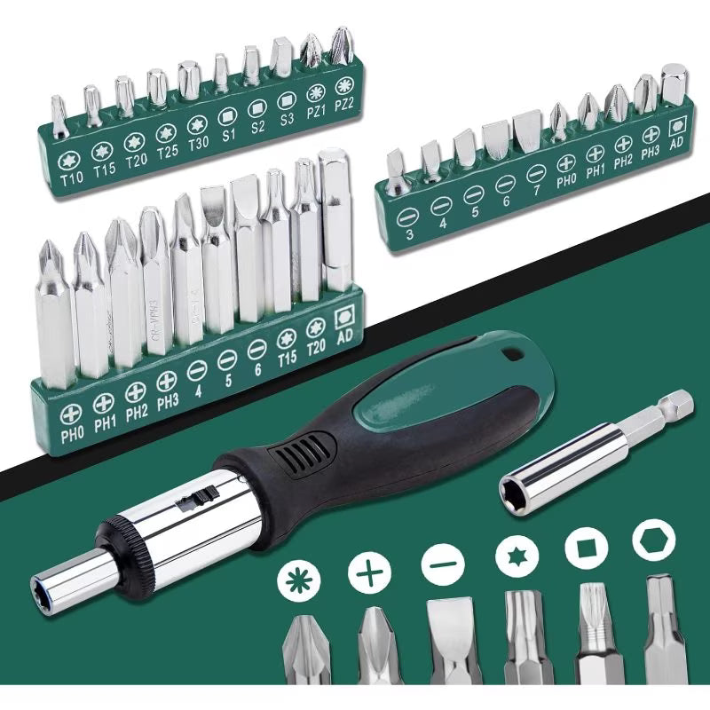 238pcs Home & Auto Tool Kit – Green, Complete Hand Tool Set with Storage Box, Wrenches, Sockets & Accessories for Garage, Home Repair & DIY Projects