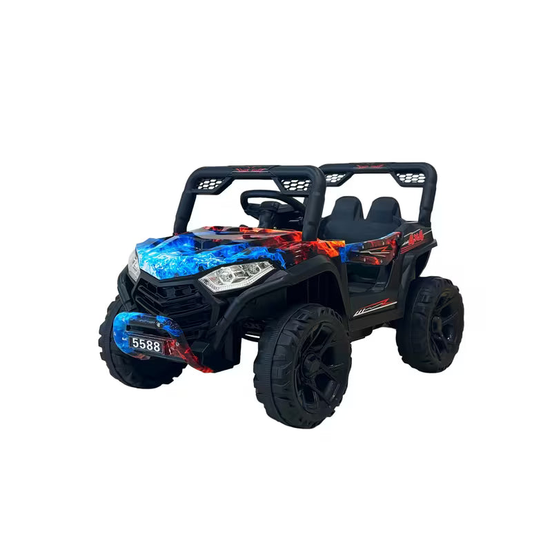 VLRA Super Sport Kids Electric Ride-On Jeep - Blue Off-Road Vehicle with Black Frame, Battery Powered 5-Speed Ride-On Car for Kids Ages 3-5, Outdoor Driving Toy