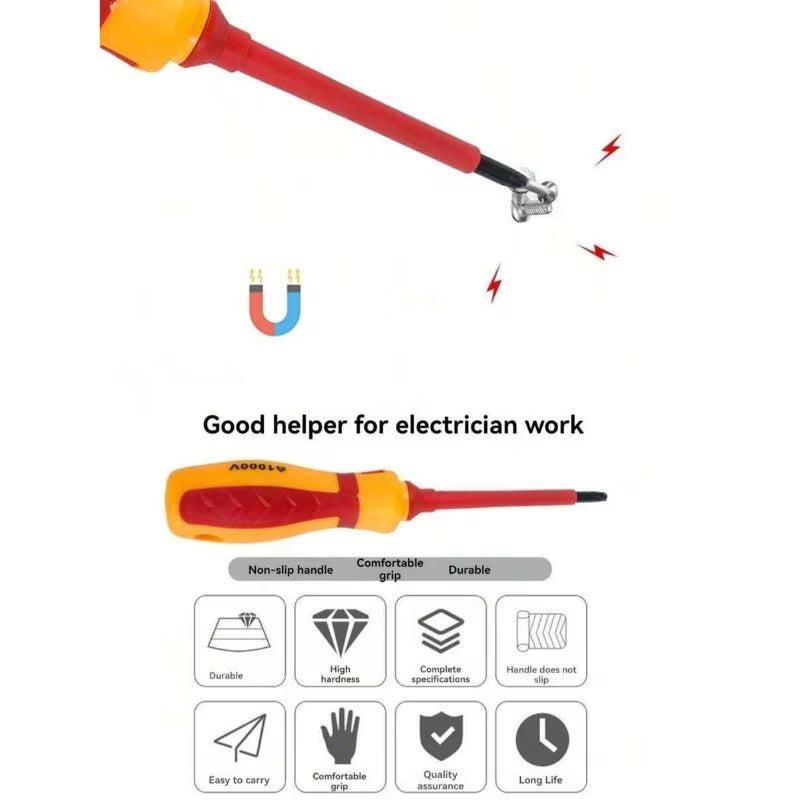 13-Piece Insulated Screwdriver Set – Multi-Color, 1000V Electrical Protection, Interchangeable Heads & Carrying Bag