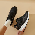Women's Wedge Sneakers – Thick Sole, Side Zipper, Lace-Up, Breathable Design (Copy)