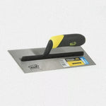 Premium Flat V-Notch Trowel - Silver Blade with Black & Yellow Handle, 1/8" x 1/8" x 1/16" Notch, Stainless Steel Blade, Ergonomic Rubber Handle, Mortar Spreader for Floors & Walls
