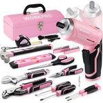 73-Piece Pink Tool Kit with 3.7V Cordless Screwdriver (Pink) – Portable Storage Box & Essential Home Repair Accessories