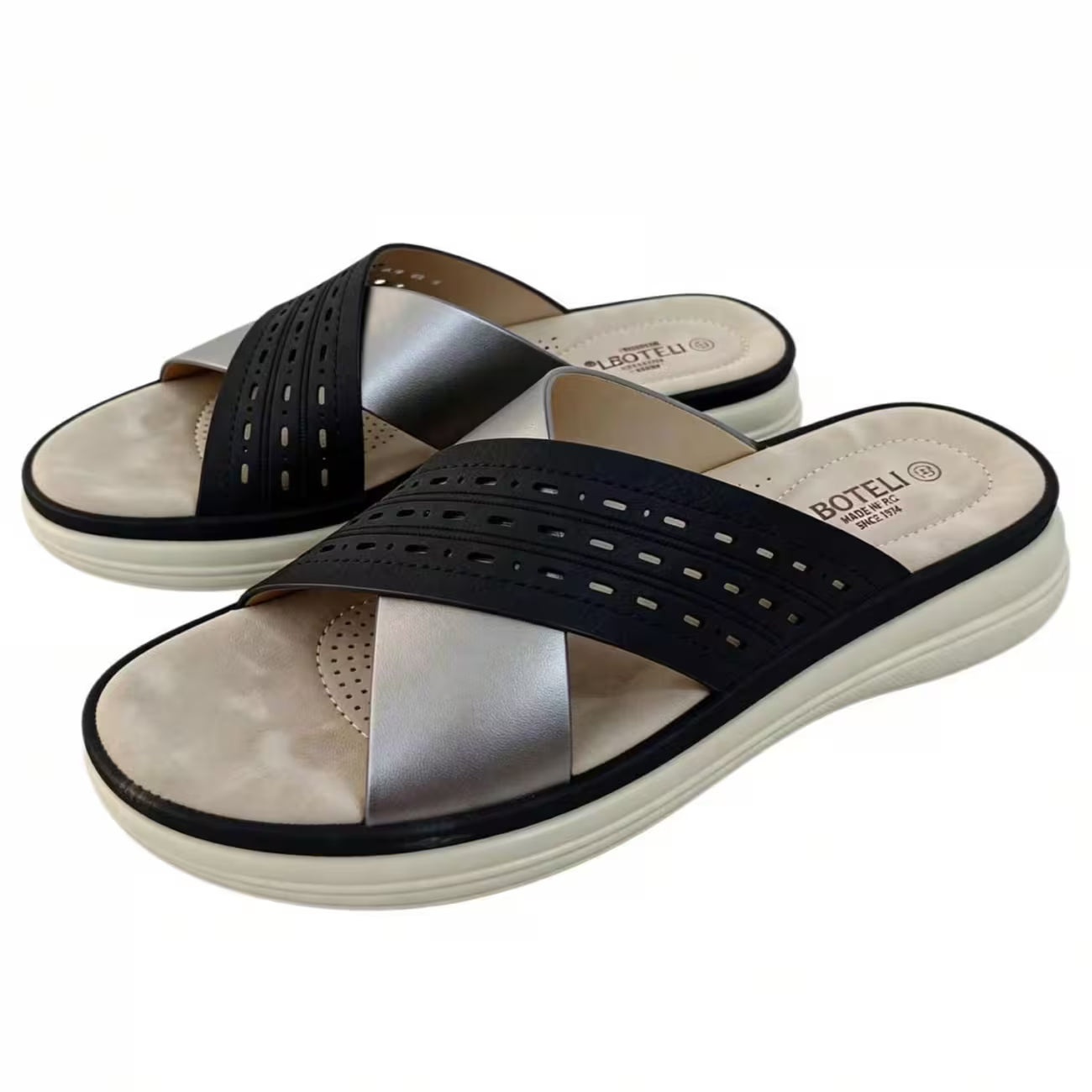 Women’s Crisscross Slide Sandals – Perforated Platform Wedge Summer Shoes