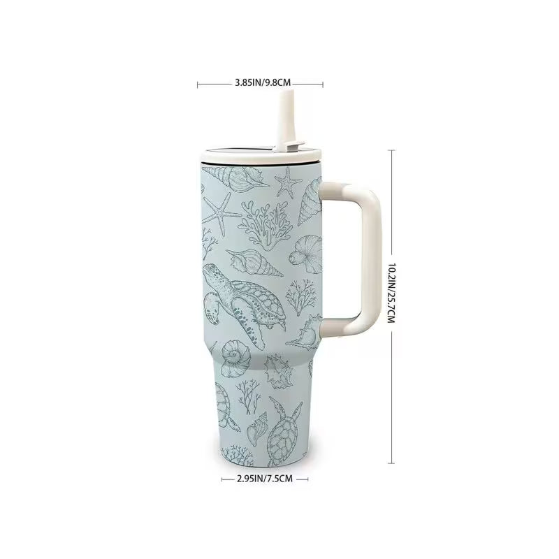 Micanda 40oz Insulated Water Bottle – Stainless Steel, Handle & Straw, Leak-Proof Travel Mug