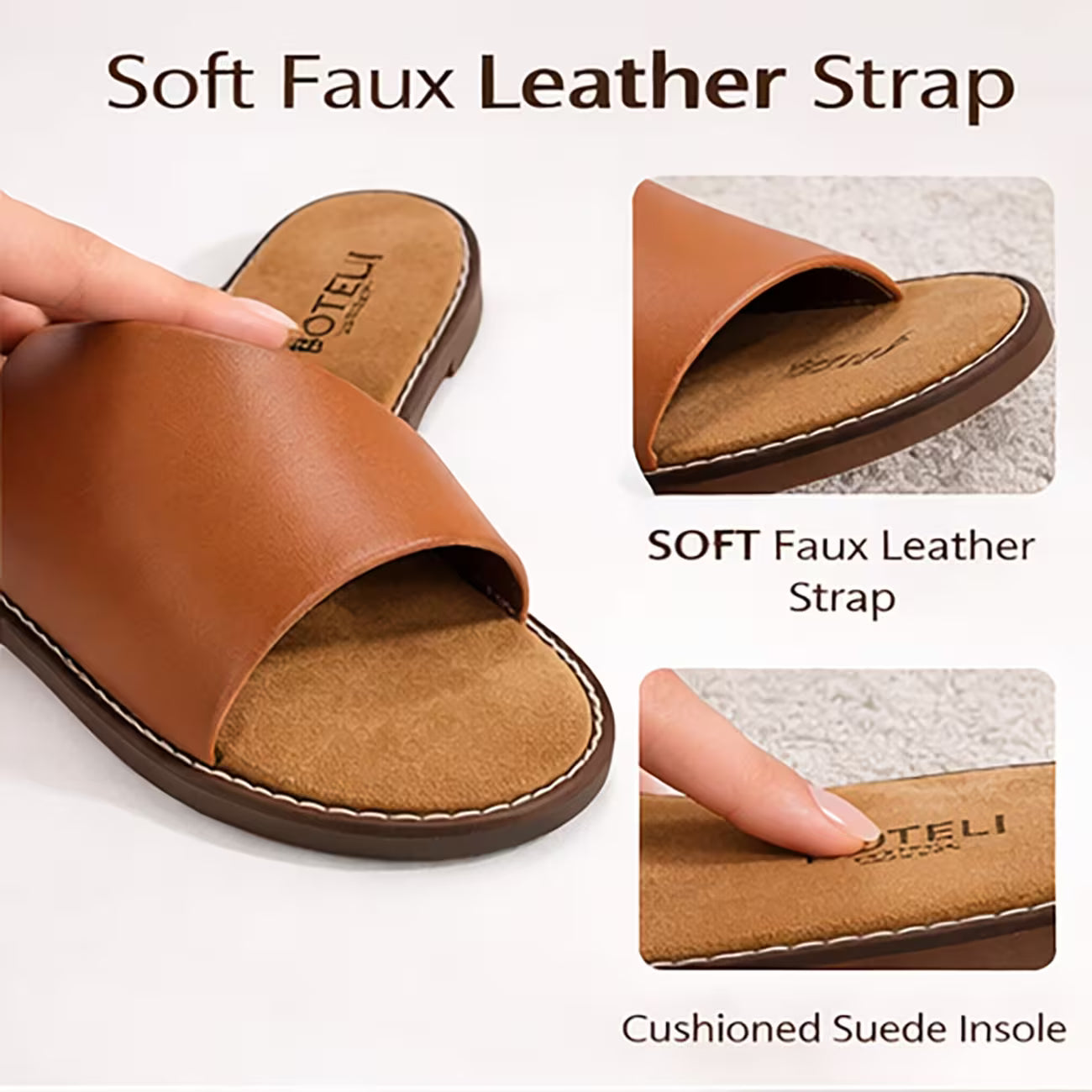 Women’s Flat Slide Sandals – Cushioned Insole Non-Slip Casual Summer Shoes