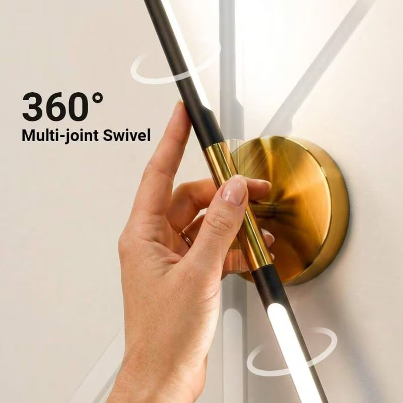 1pc Battery Powered Dimmable Wireless LED Wall Light - Black & Golden, 80cm Magnetic Wall Lamp, Type-C Rechargeable, Modern Wall Mounted Light for Bedroom, Study, Living Room & Staircase