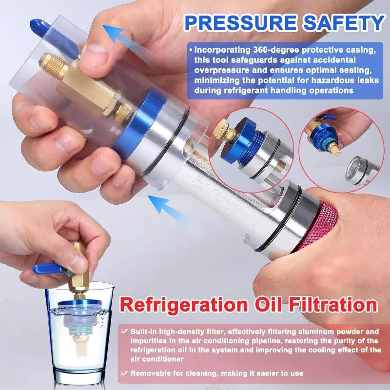 Automatic AC Cooler Filler & Vacuum Pump Assembly with Refrigerant Filtration