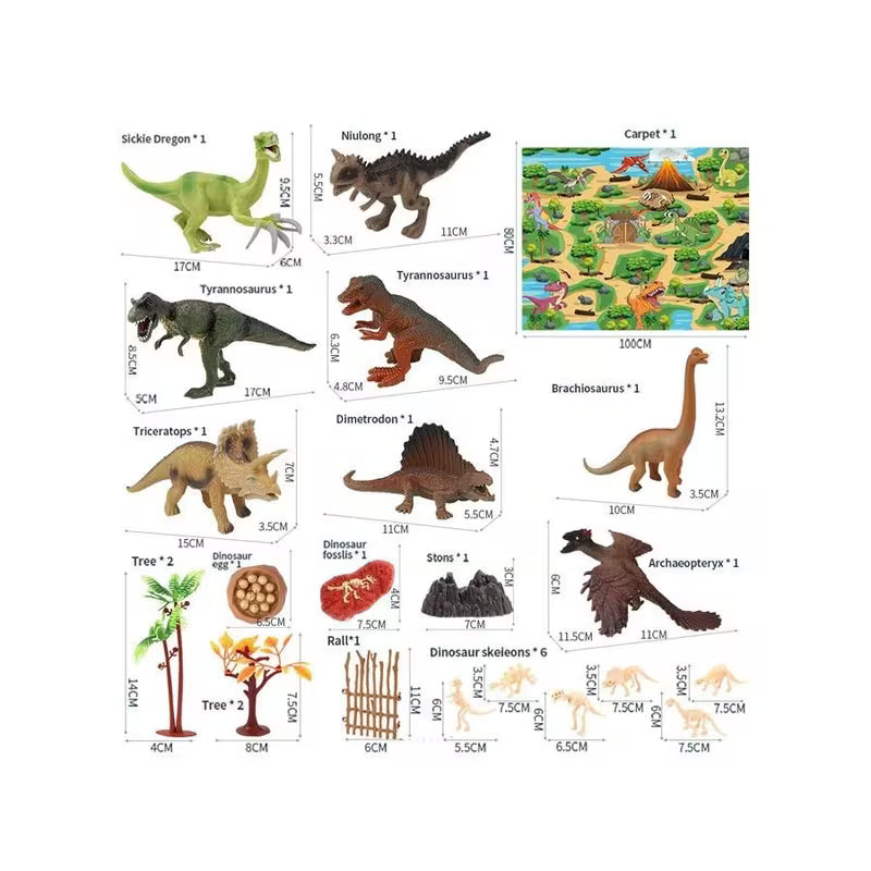 Multicolor Dinosaur Play Set with Play Mat – 8 Realistic Dinosaurs, DIY Prehistoric Scene & Accessories