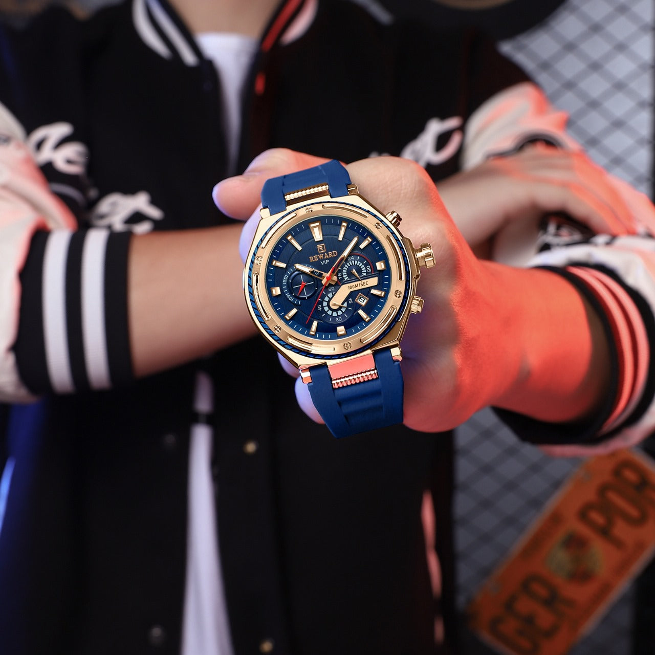 REWARD 48mm Chronograph Watch – Bold Dial, Quartz Movement, Silicone Strap, Fashion Luxury for Men