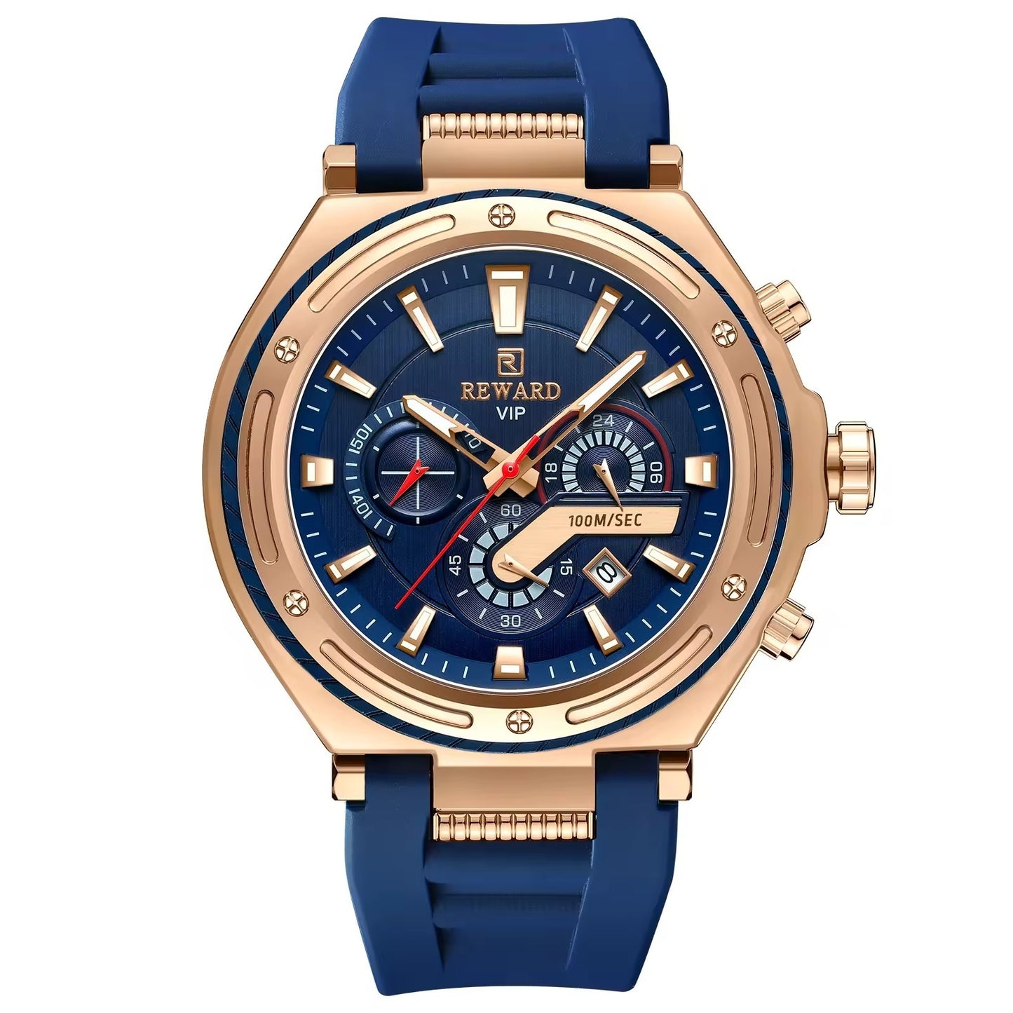 REWARD 48mm Chronograph Watch – Bold Dial, Quartz Movement, Silicone Strap, Fashion Luxury for Men