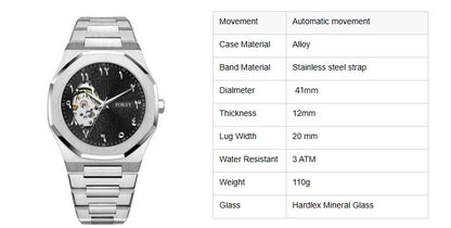 Luxury Men's Skeleton Aura Watch – Custom Logo & Steel Band