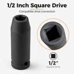 12mm Deep Impact Socket – Black, 1/2-Inch Drive, 6-Point CR-Mo Steel Socket, Long Reach for Impact Wrench, Ratchet & Breaker Bar