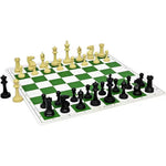 43.18cm X 43.18cm Tournament Chess Vinyl Foldable Chess Set - Green Chess Board with Solid Plastic Pieces, Professional Tournament Chess Game, Portable Foldable Board for Adults & Players