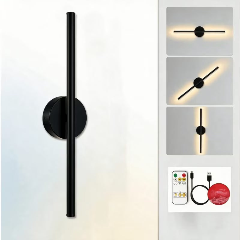 2pcs Rechargeable Wall Lamps - Black, 50cm LED Wireless Wall Sconces, Dimmable Light with Rechargeable Battery, Crystal Design, USB Powered, Modern Wall Lighting for Bedroom, Living Room & Hallway