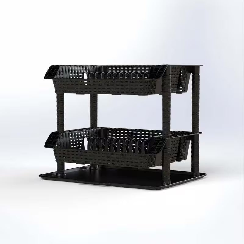 2-Tier Dish Drying Rack – Space-Saving Kitchen Organizer for Plates, Bowls & Utensils
