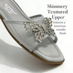 Women’s Rhinestone Butterfly Slide Sandals – Square-Toe Flat Summer Shoes