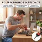 14-in-1 Ratchet Stubby Screwdriver Set - Red, Short Handle Multi-Bit Screwdriver, 12pcs Magnetic Bits, Phillips & Slotted Bits, 3-Position Ratcheting Handle, Compact Pocket Repair Tool