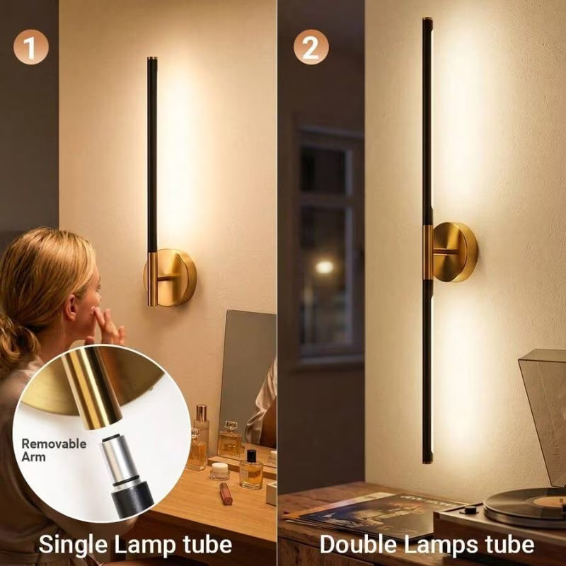 1pc Battery Powered Dimmable Wireless LED Wall Light - Black & Golden, 80cm Magnetic Wall Lamp, Type-C Rechargeable, Modern Wall Mounted Light for Bedroom, Study, Living Room & Staircase