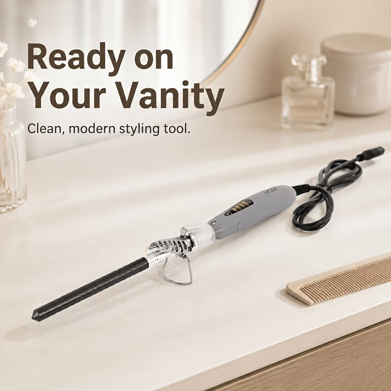 Professional Curling Wand, Ceramic Barrel, Anti-Scald Tip – Gray White