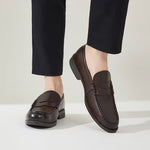 Men's Classic Slip-On Business Loafers – Dark Brown & Black
