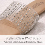 Women’s Clear Rhinestone Slide Sandals – Open-Toe Flat Shoes with Transparent Straps