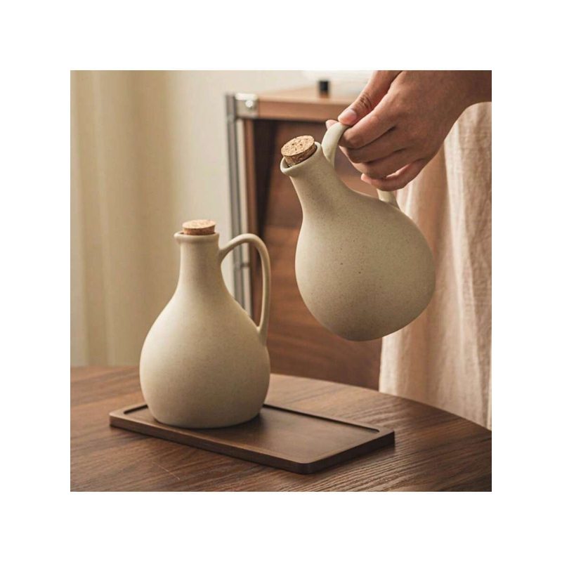 550ml Ceramic Oil & Sauce Dispenser Bottle – Thick Ceramic Kitchen Condiment Container