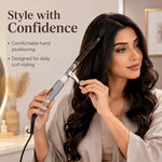 Professional Curling Wand, Ceramic Barrel, Anti-Scald Tip – Gray White