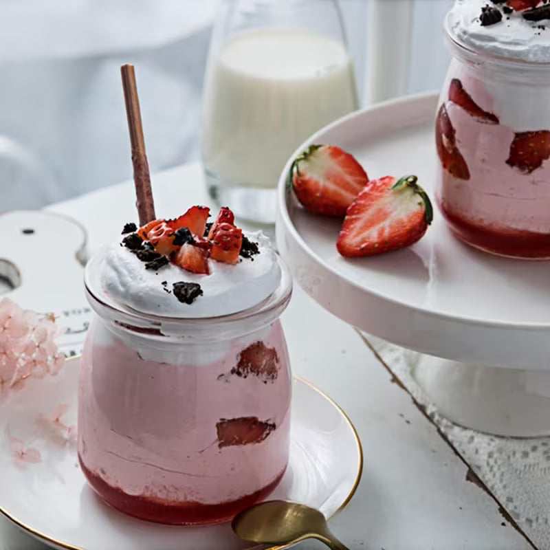 LUXORAQ 6-Piece Glass Yogurt Jars – 100ml Reusable Containers with Lids