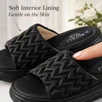 Women’s Quilted Platform Slide Sandals – Open-Toe Wedge Summer Shoes