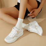 Women's Lightweight Running Sneakers – Breathable Mesh, Side Zipper, Wedge Heel, Insole Lift