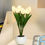 LED Tulip Bouquet Night Light – White, Realistic Floral Design Bedside Lamp with Soft Ambient Glow for Bedroom, Living Room, Romantic Decor & Home