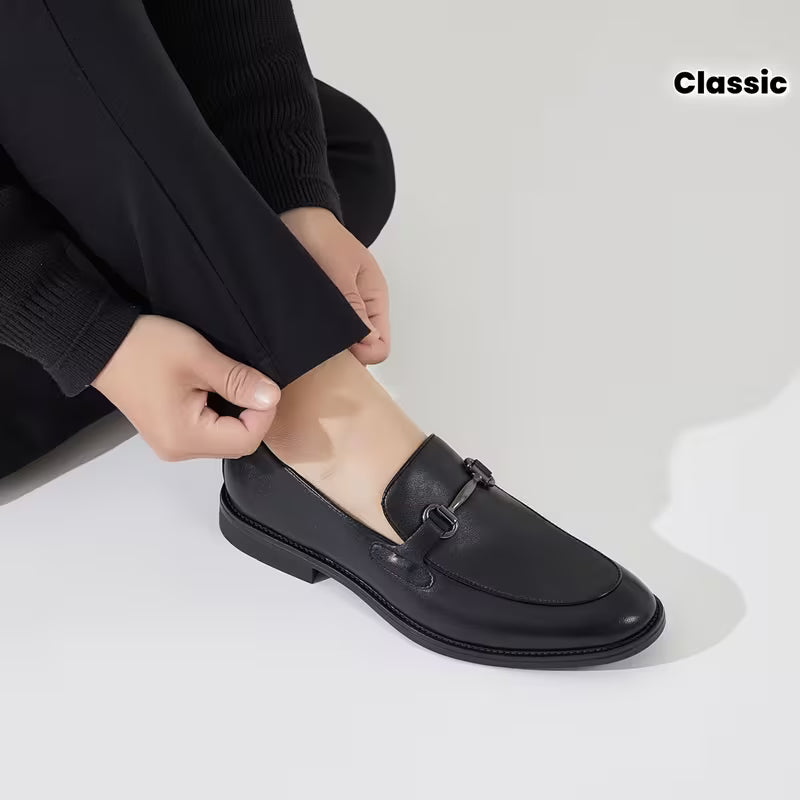 Men's Classic Oxford Formal Shoes with Golden Buckle – Light Brown & Black