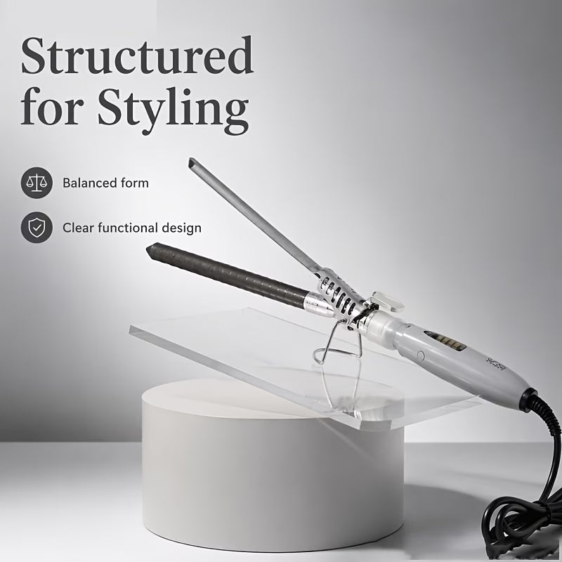 Professional Curling Wand, Ceramic Barrel, Anti-Scald Tip – Gray White