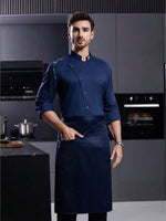 Men’s Blue Long-Sleeve Chef Uniform in Blue (Size: AE XXS) – Professional Luxury Hotel & Restaurant Culinary Jacket