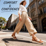Women’s PU Wedge Sandals – Cross-Strap Adjustable Ankle Shoes with Cork Midsole