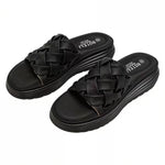 Women’s Braided Basketweave Platform Slides – Open-Toe Wedge Sandals with Cushioned Insole