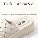 Women’s Braided Basketweave Platform Slides – Open-Toe Wedge Sandals with Cushioned Insole