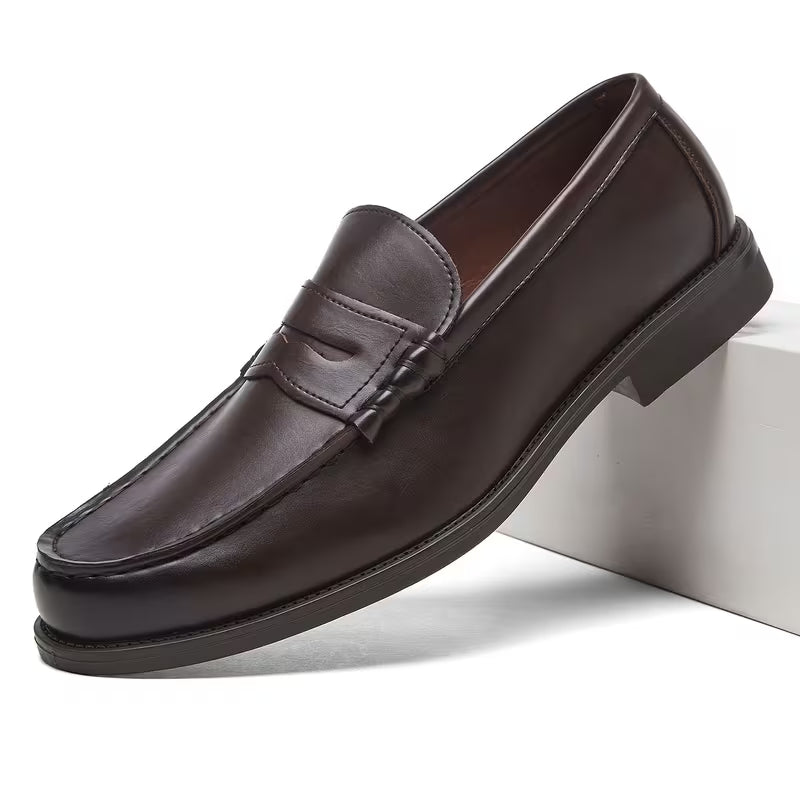 Men's Classic Slip-On Business Loafers – Dark Brown & Black