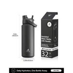 Powcan 32oz Insulated Water Bottle – Double-Wall Stainless Steel, Dual Straw Lid