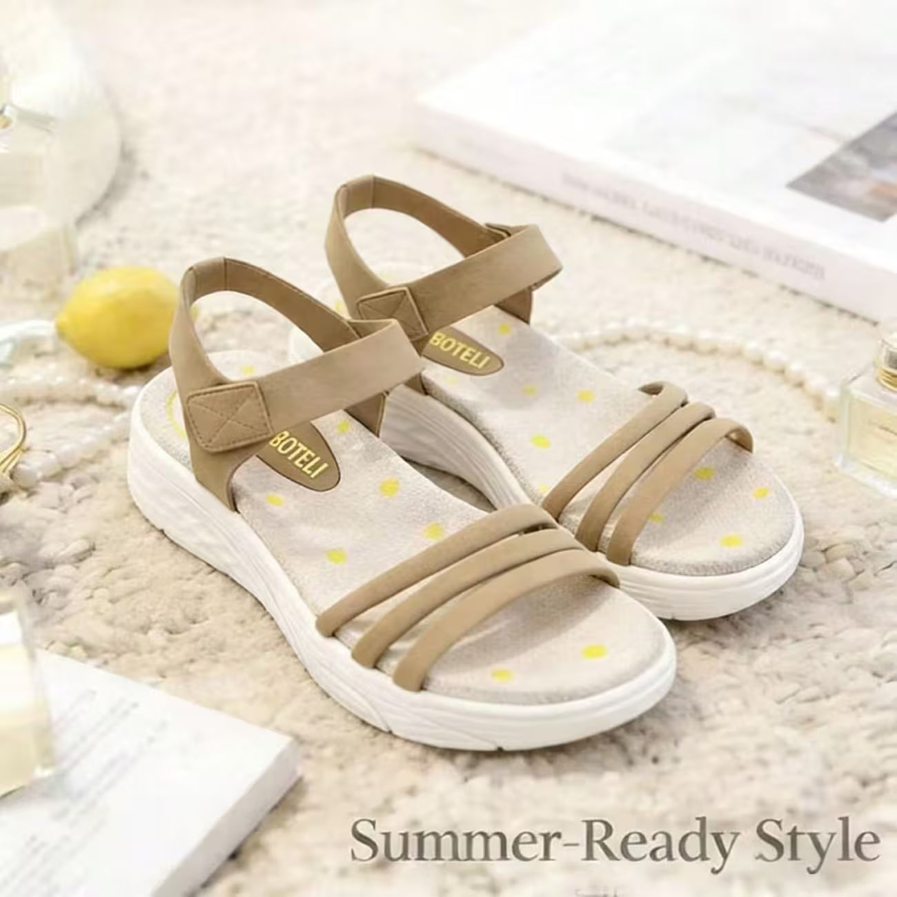 Women’s Floral Wedge Sandals – Open-Toe Ankle-Strap Summer Shoes