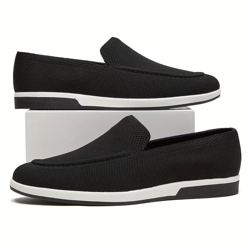 Pack Platinum Collection Men's Slip-On Driving Loafers - Black, Blue & Dark Brown, Mesh Breathable Wear-Resistant Business Casual Bean Shoes