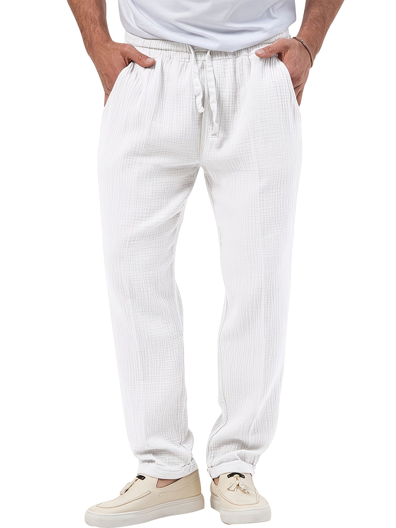 Men’s Summer Linen Casual Trousers – Loose Fit Breathable Pants for Sports & Daily Wear